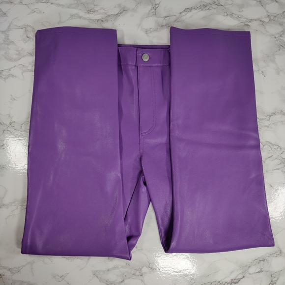 Anthropologie Avec Les Filles Purple Faux Leather Lettie Pants Size 4 - Picture 4 of 7